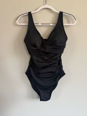 Black Ruched One-Piece Swimsuit